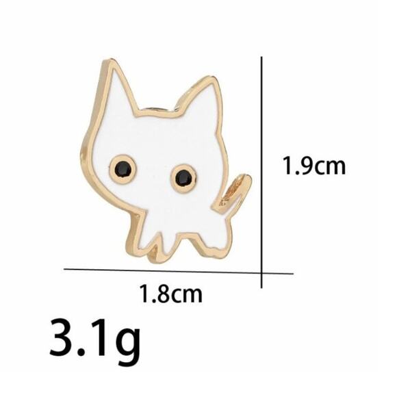 White Cat Pin Brooch - Picture 1 of 2